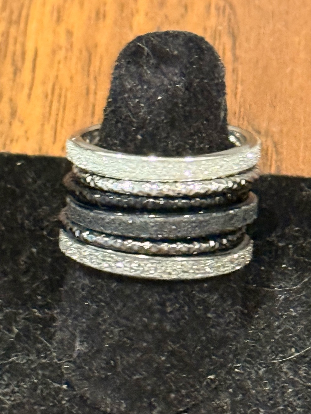 Stackable Black and Silver Women's Ring Set